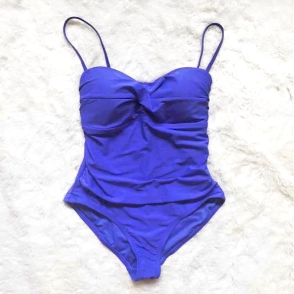 Catalina One-Piece Convertible Strapless Swimsuit in Purple/Blue